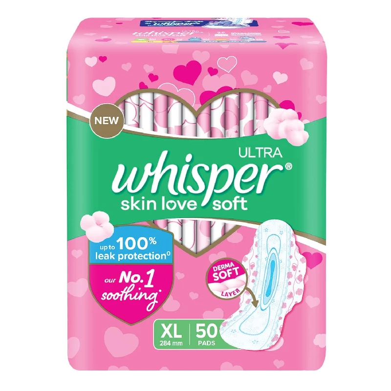Whisper Ultra Skinlove Soft Sanitary Pads, 50 Pads-1.webp